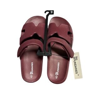 No Boundaries Wine Slide Sandals with Adjustable Straps